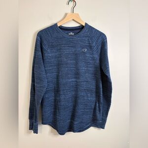 Men’s Hollister long-sleeve, crew-neck in blue flecked with an icon logo size L